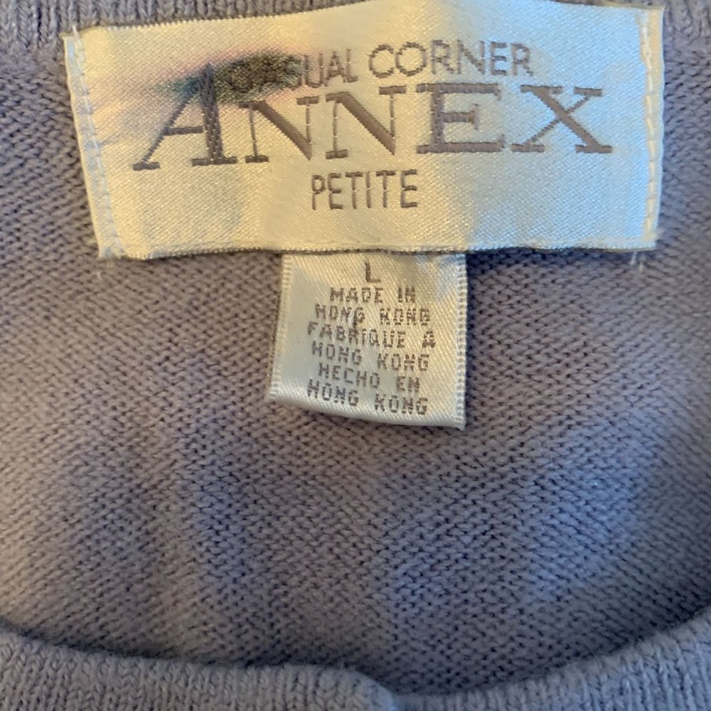 Casual Corner ANNEX LP Cardigan Petite Large Sweater Lilac Purple Soft - Picture 4 of 5